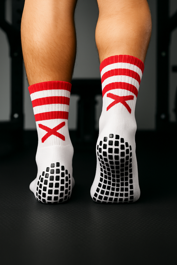 X Pro Midi Grip Sock (Red & White)