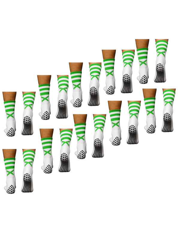 Bulk Offers- X Pro Midi Grip Sock (Green & White)