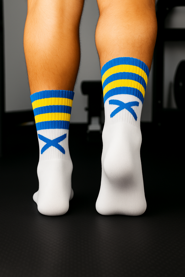 X Pro Midi Sock (Blue & Yellow)