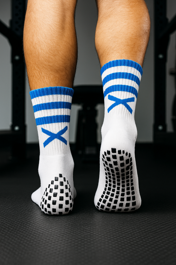 X Pro Midi Grip Sock (Blue & White)