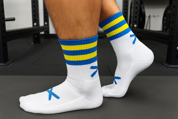 X Pro Midi Grip Sock (Blue & Yellow)