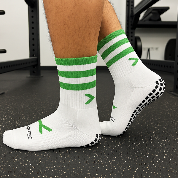 X Pro Midi Grip Sock (Green & White)