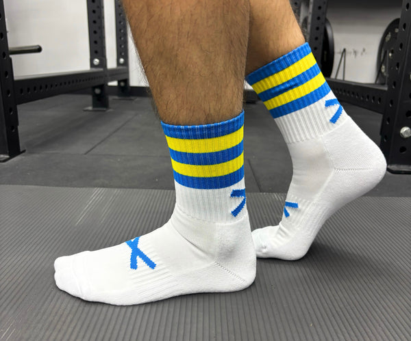 X Pro Midi Sock (Blue & Yellow)