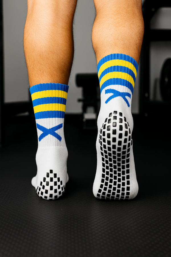 X Pro Midi Grip Sock (Blue & Yellow)