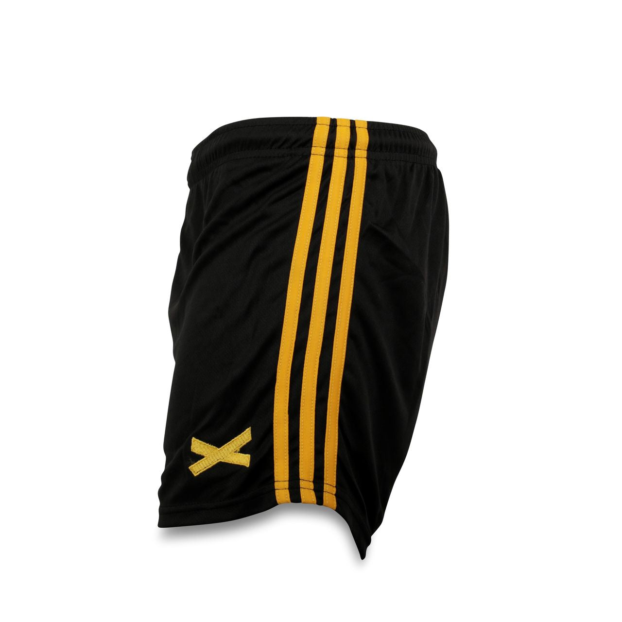 GAA Shorts Black with Amber Stripes Gaelic Games Sportswear